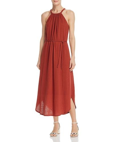 Joie Maxi Cotton Halter Dress - Red