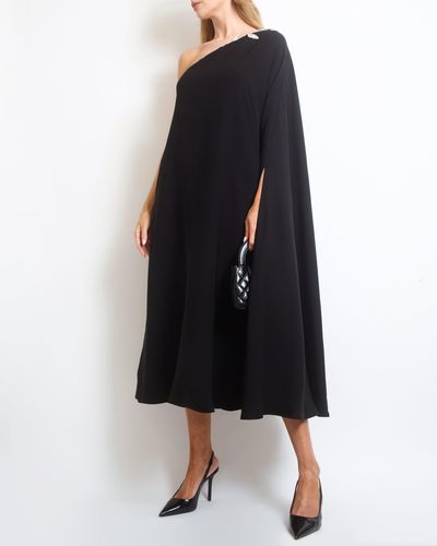 Valentino Embellished One-shoulder Silk-cady Dress - Black