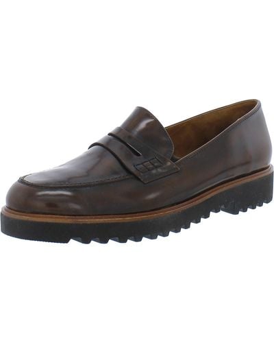 Paul Green Jordan Leather lugged Sole Loafers - Brown