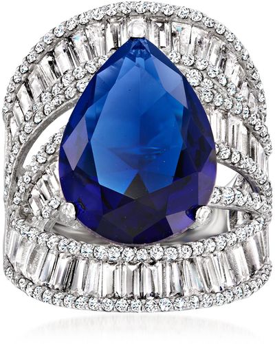 Ross-Simons Simulated Sapphire And Cz Ring - Blue