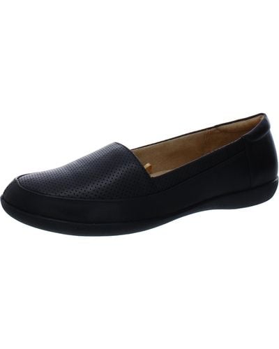 Naturalizer Fuji Leather Perforated Loafers - Black