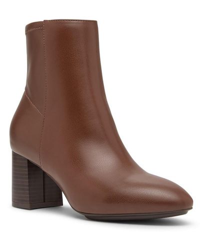 Anne Klein Clara Faux Leather Ankle Booties - Brown