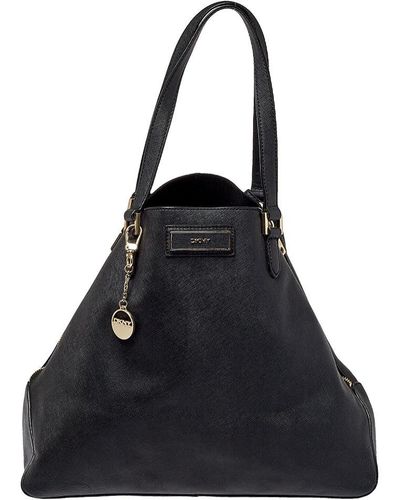 DKNY Saffiano Leather Double Zip Tote - Black