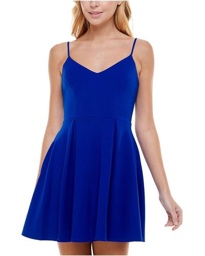 B Darlin Juniors Pocket Short Fit & Flare Dress - Blue
