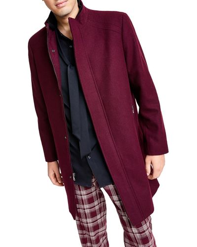 INC Kylo Wool Blend Topper Overcoat - Red