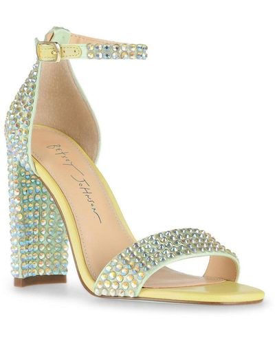 Betsey Johnson Rina Satin Embellished Evening Sandals - Metallic