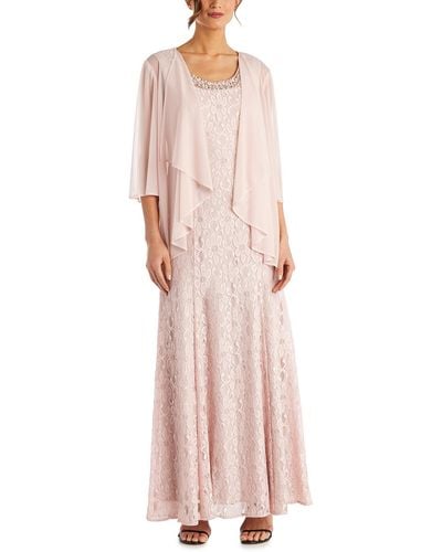 R & M Richards Jacket Maxi Evening Dress - Pink