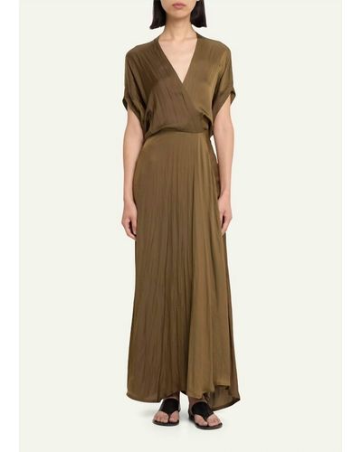 Zero + Maria Cornejo Long Aki Wave Dress In Olive - Natural