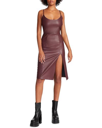 Steve Madden Giselle Faux Leather Sleeveless Cocktail And Party Dress - Red