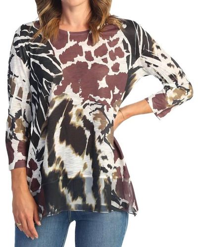 Jess & Jane Savannah Tunic With Contrast In Brown - Black