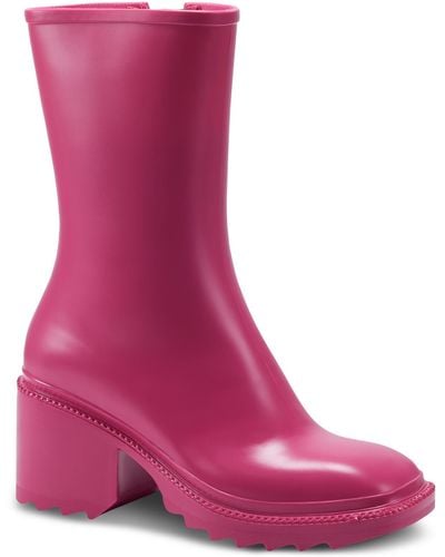 INC Everettp Block Heel Square Toe Mid-calf Boots - Pink