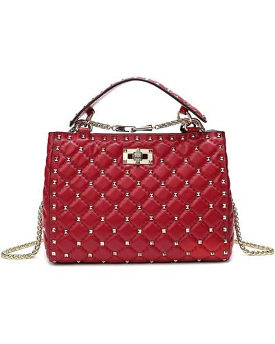 Tiffany & Fred Tiffany & F Studded & Quilted Leather Shoulder Bag - Red