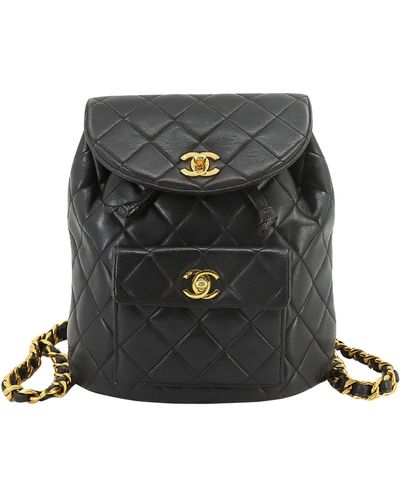Chanel Matelassé Leather Backpack Bag (pre-owned) - Black