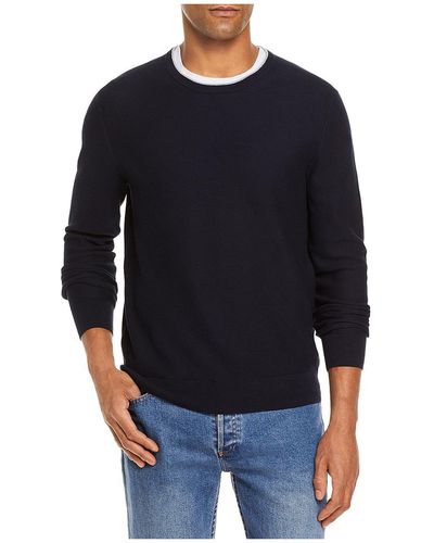 The Men's Store Cotton Heathered Crewneck Sweater - Blue