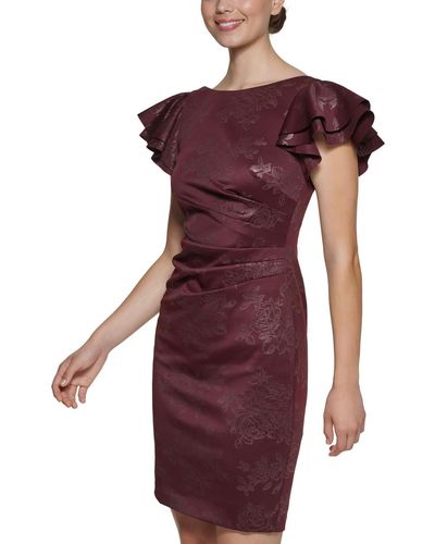 Jessica Howard Printed Side-tuck Sheath Dress - Red