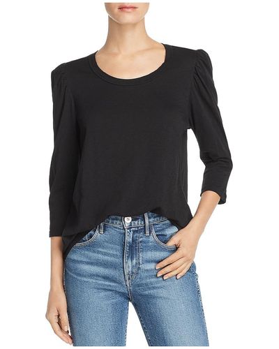 Velvet Angelina Cotton Puff Sleeve T-shirt - Black