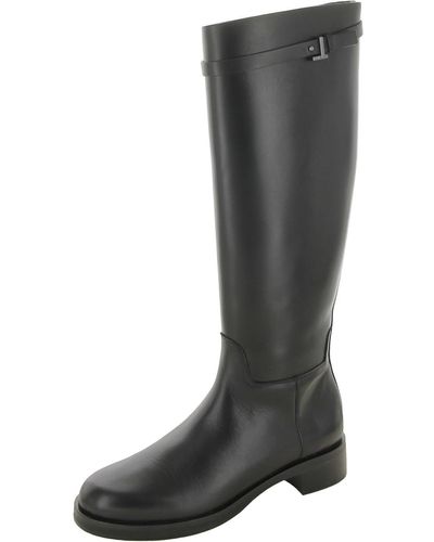 Lafayette 148 New York Leather Riding Knee-high Boots - Gray