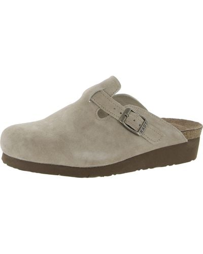 Naot Autumn Suede Slip On Mules - Gray