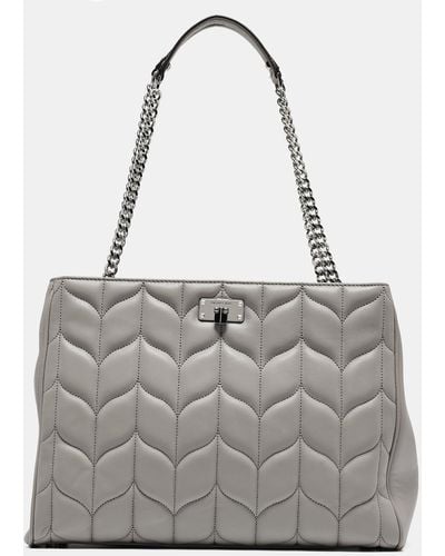 Michael Kors Quilted Leather Peyton Large Convertible Tote - Gray
