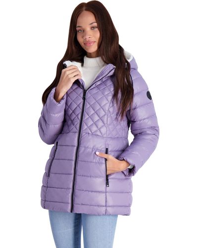 Steve Madden Cozy Lined Glacier Shield Cozy Quilted Glacier Shield Coat - Purple