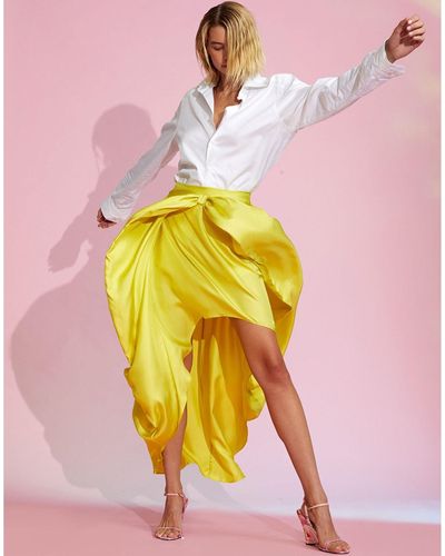 Cynthia Rowley Silk Bow Skirt - Yellow