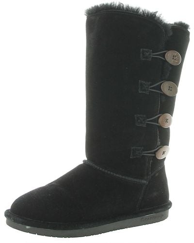 BEARPAW Lori Suede Faux Fur Lined Winter Boots - Black