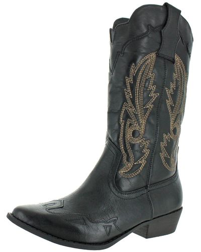 Matisse Cimmaron Faux Leather Pointed Toe Cowboy, Western Boots - Black