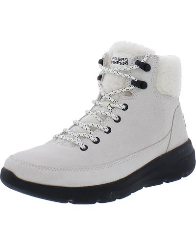 Skechers Glacial Ultra - Wood Suede Faux Fur Lined Winter & Snow Boots - Gray