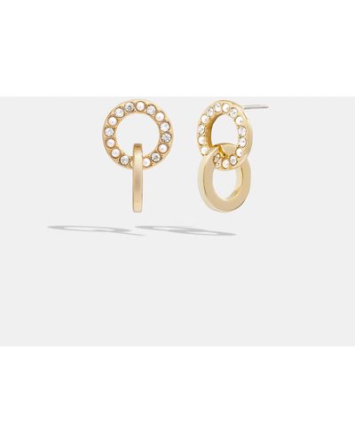 COACH Interlocking Open Circle Pearl huggie Earrings - Metallic