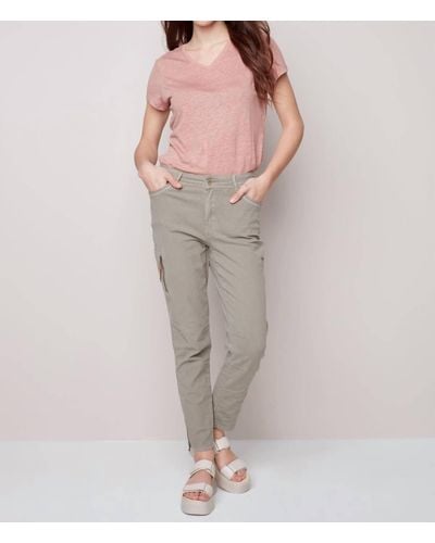 Charlie b Cotton Canvas Cargo Pant - Pink