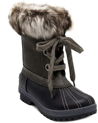 London Fog Milly Faux Leather Cold Weather Winter & Snow Boots - Black