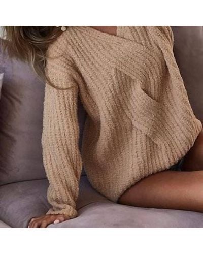 Bibi Twisted Front Detail Sweater - Brown