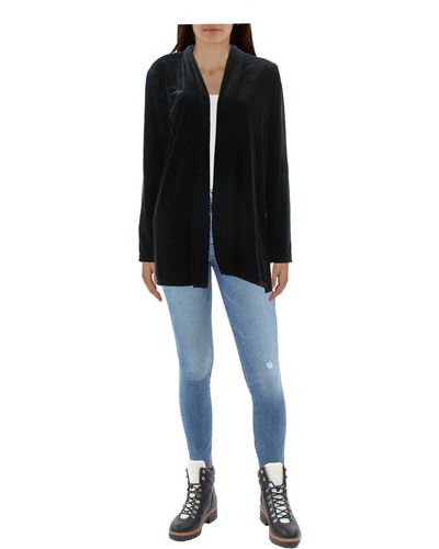 Vince Camuto Velvet Cardigan Open-front Blazer - Black