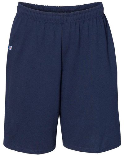 Russell Essential Jersey Cotton Shorts With Pockets - Blue