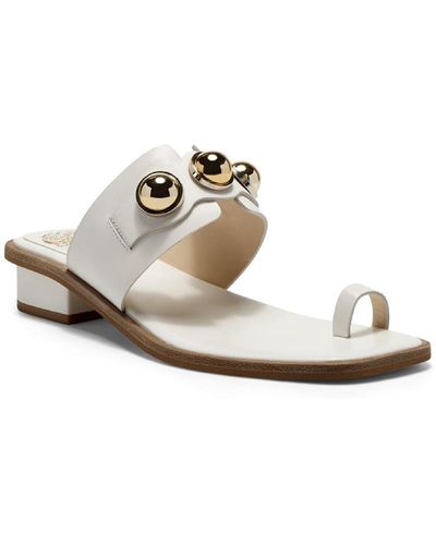 Vince Camuto Yevinny Leather Toe Loop Flat Sandals - White