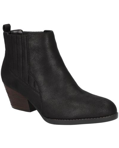 Bella Vita Lou Leather Pull On Ankle Boots - Black