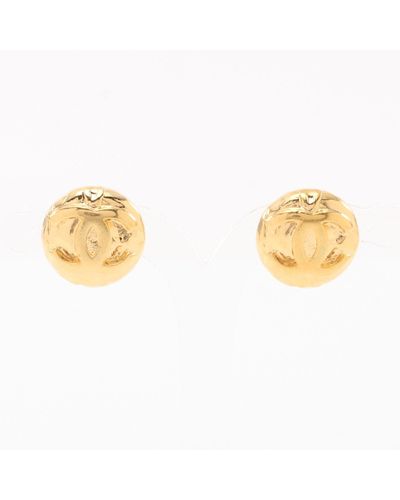 Chanel Coco Mark Earrings Gp Gold 96a - Metallic
