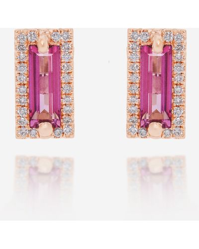 Suzanne Kalan 14k Rose Gold Diamond And Topaz Stud Earrings Pe690-rgpt - Pink