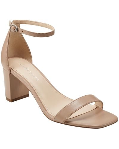 Marc Fisher Jaron Leather Ankle Strap Heels - Natural