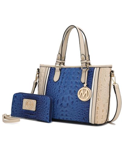 MKF Collection by Mia K Lizza Croco Embossed Tote - Blue