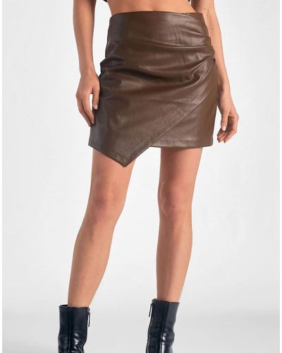 Elan Faux Leather Skirt - Brown