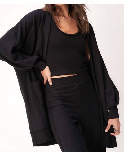 Project Social T Just Relax Cozy Seamed Cardigan - Black