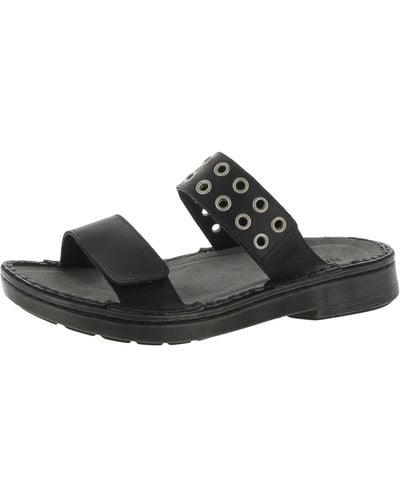 Naot Alameda Leather Slip On Slide Sandals - Black