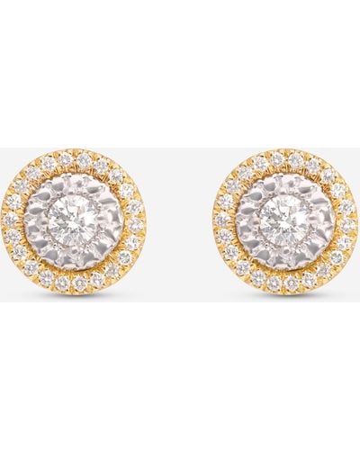 Roberto Coin Siena 18k Yellow & White Gold Diamond Dot Stud Earrings 111479ajerx0 - Metallic