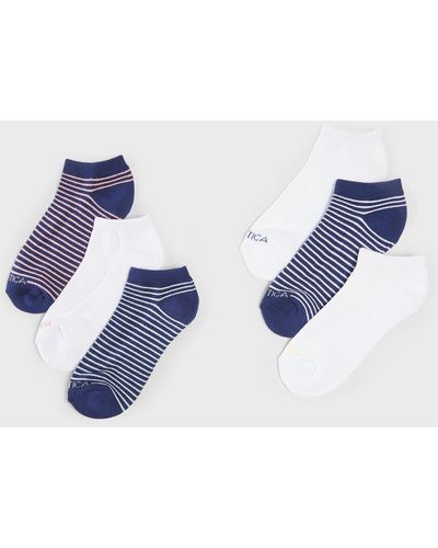 Nautica Stripe Low Cut Socks, 6-pack - Blue