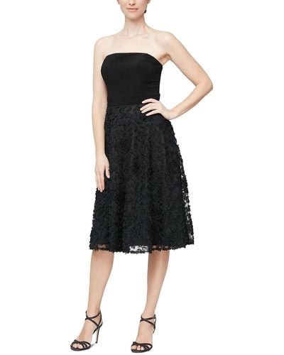 Alex & Eve Strapless Midi Cocktail And Party Dress - Black