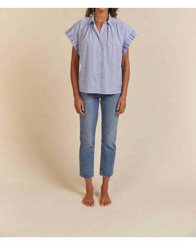 Trovata Marianne B Ruffle Sleeve Shirt - Blue