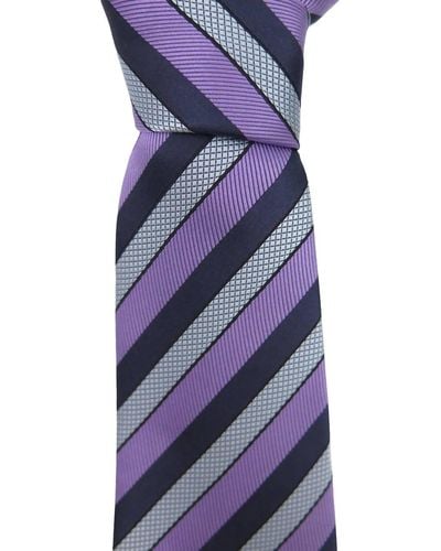Zegna Striped Silk Neck Tie - Purple