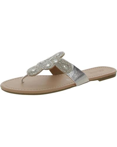 Steven New York Enida Leather Slip On Flat Sandals - Metallic