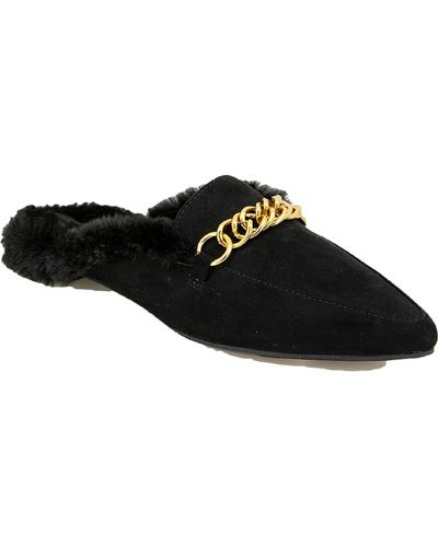 Esprit Patsey Faux Fur Slip On Mules - Black